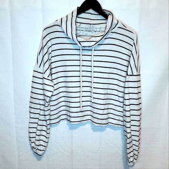 Paper Crane Striped Cropped Cowl Neck Pullover Size Medium - Picture 1 of 15